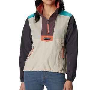 Columbia Riptide Retro 1/2 Zip Multi-Color Anorak Windbreaker Jacket